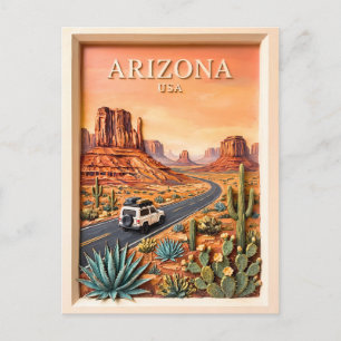 Arizona Road Trip Vintage Monument Valley Desert Postcard