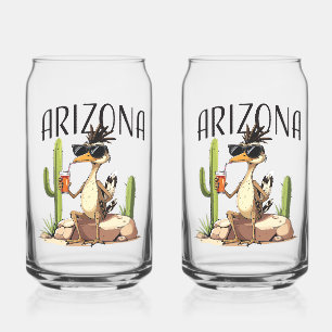 Arizona Roadrunner having a beverage Can Glass
