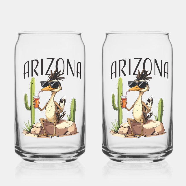 Arizona Roadrunner having a beverage Can Glass (Front)