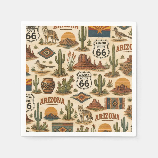 Arizona Route 66 Desert Table Style Napkin (Front)