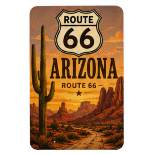 Arizona Route 66 Saguaro Sunset Road Art Magnet