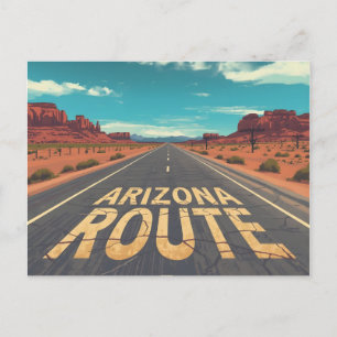 Arizona Route Desert Road Graphic Art Holiday Postcard