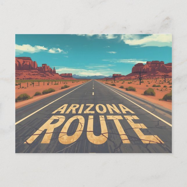Arizona Route Desert Road Graphic Art Postcard (Front)