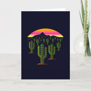 Arizona Saguaro Cactus Christmas Lights at Sunset Holiday Card