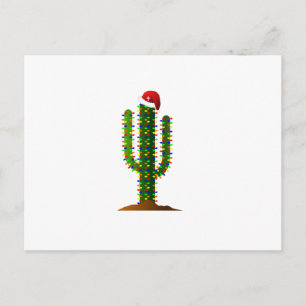 Arizona Saguaro Cactus Christmas Lights Holiday Postcard