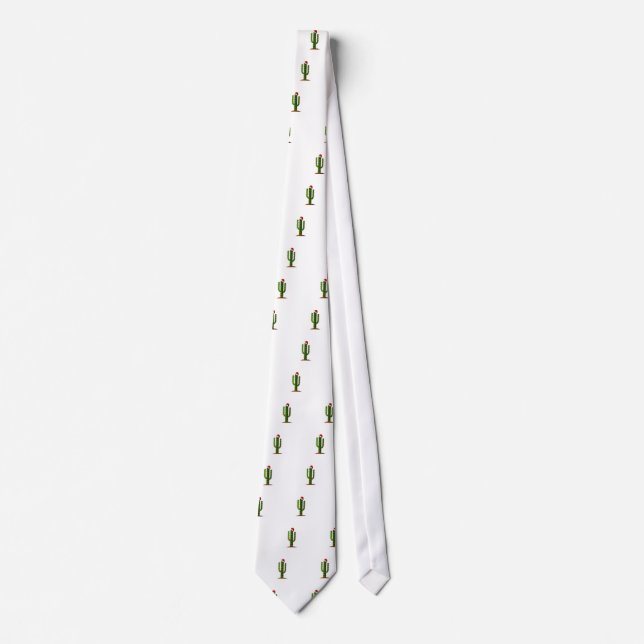 Arizona Saguaro Cactus Christmas Lights Tie (Front)