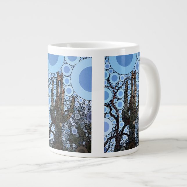 Arizona Saguaro Cactus Concentric Circle Mosaic Large Coffee Mug (Front Right)