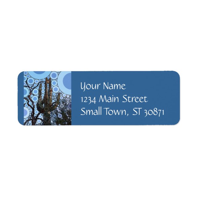 Arizona Saguaro Cactus Concentric Circle Mosaic Return Address Label (Front)