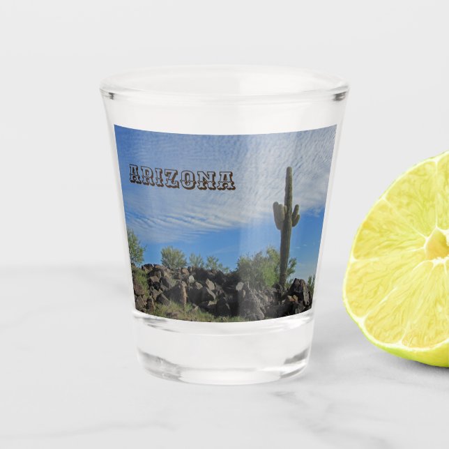 Arizona Saguaro Cactus Landscape Photo Keepsake Shot Glass (Front)