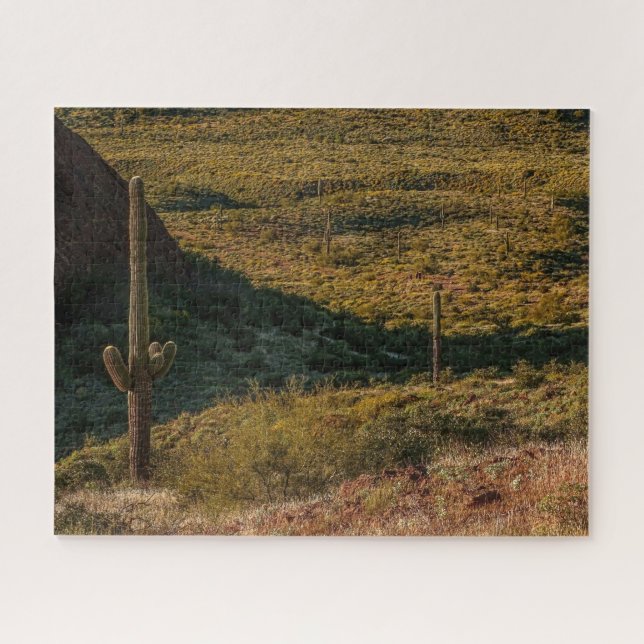 Arizona Saguaro Cactus Sonoran Desert In Bloom Jigsaw Puzzle (Horizontal)