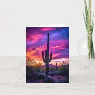 Arizona Saguaro Cactus Southwestern Desert Sunset Card