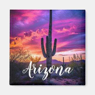 Arizona Saguaro Cactus Southwestern Desert Sunset Magnet