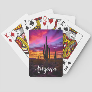 Arizona Saguaro Cactus Southwestern Desert Sunset Playing Cards