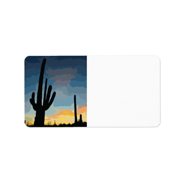 Arizona Saguaro Cactus Southwestern Sunset Label (Front)