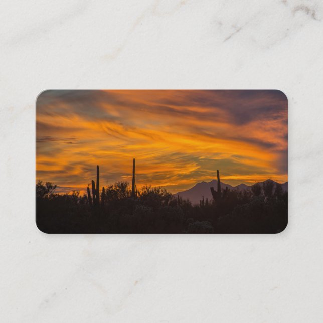 Arizona Saguaro Cactus Sunset Business Card (Front)