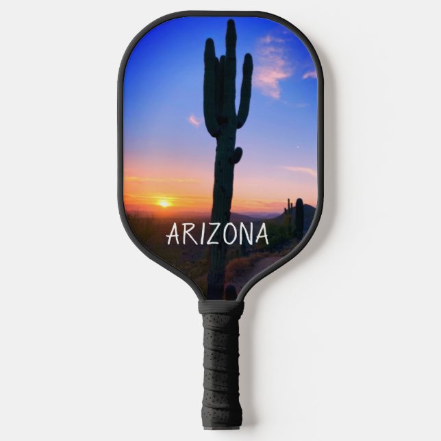 Arizona Saguaro Cactus Sunset Living My Best Life Pickleball Paddle (Front)