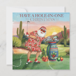 Arizona  Santa Golfer on Desert Green Holiday Card
