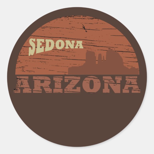 Arizona Sedona landscape vintage az retro Classic Round Sticker (Front)