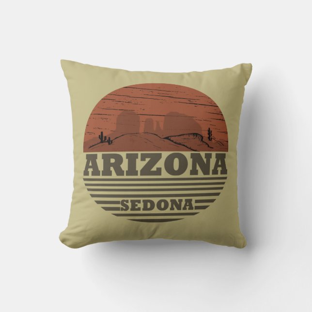 Arizona Sedona landscape vintage az retro Cushion (Front)