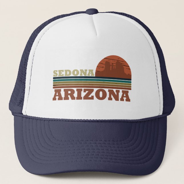 arizona sedona vintage sunset landscape az trucker hat (Front)