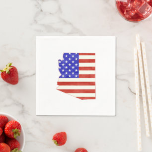 Arizona Shaped American Flag Patriotic Paper Party Napkin