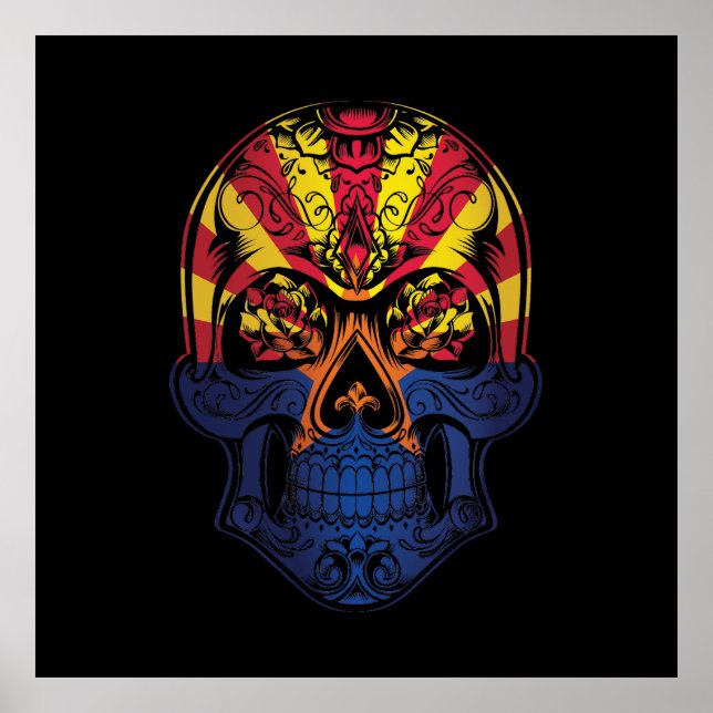 Arizona Skull And Roses Flag Poster (Front)