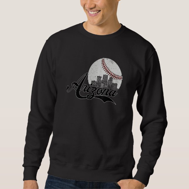 Arizona Skyline Arizona Baseball Cityscape Retro V Sweatshirt (Front)