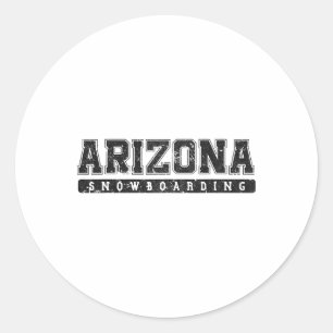 Arizona Snowboarding Black Vintage Text Classic Round Sticker