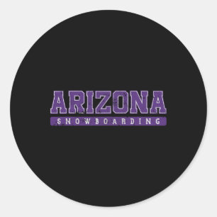 Arizona Snowboarding Purple Vintage Text Classic Round Sticker