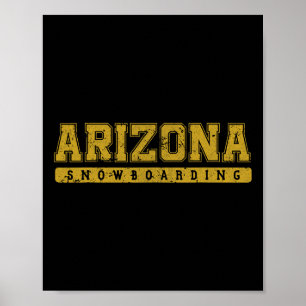 Arizona Snowboarding Yellow Vintage Text Poster