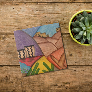 Arizona Southwest Desert Colourful Rainbow Ceramic Tile