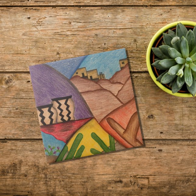 Arizona Southwest Desert Colourful Rainbow Ceramic Tile (Creator Uploaded)