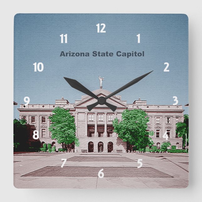 Arizona State Capitol Tinted Colorized Square Wall Clock (Front)