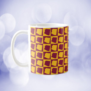 Arizona state chequerboard maroon and gold pattern coffee mug