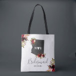 Arizona State Destination Rustic Wedding Monogram Tote Bag<br><div class="desc">Arizona State Destination Rustic Country Chic with White Barn Wood & Marsala Burgundy Watercolor Floral Arrangements & Boho Feathers Wedding Tote Bags with MOVEABLE HEART LOCATION just click the customise further link to position your heart ~ Check my shop to see the entire wedding suite for this design!</div>