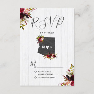 Arizona State Destination Rustic Wedding RSVP Card
