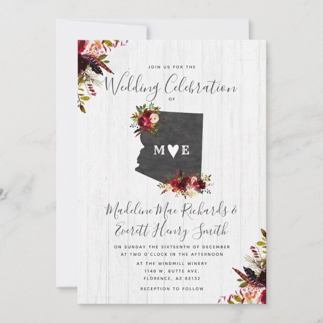 Arizona State Destination Wedding Invitation (Front)