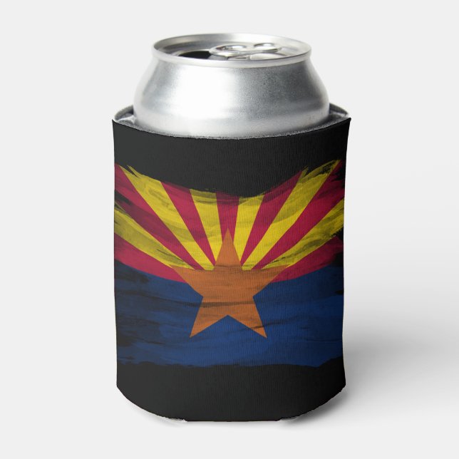 Arizona state flag brush stroke, Arizona flag Can Cooler (Can Front)