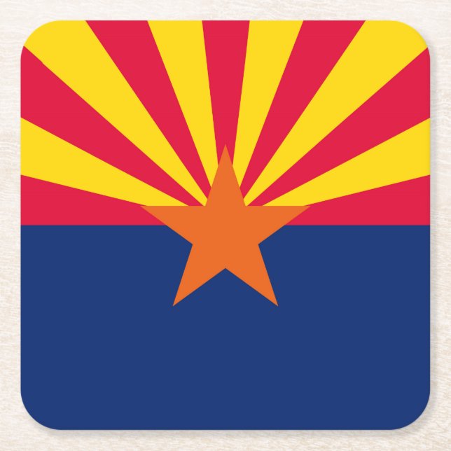 Arizona State Flag Design Square Paper Coaster (Front)