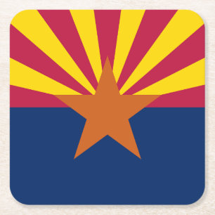Arizona State Flag Square Paper Coaster