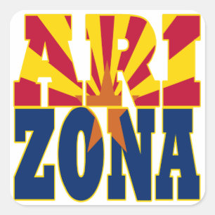Arizona state flag text square sticker