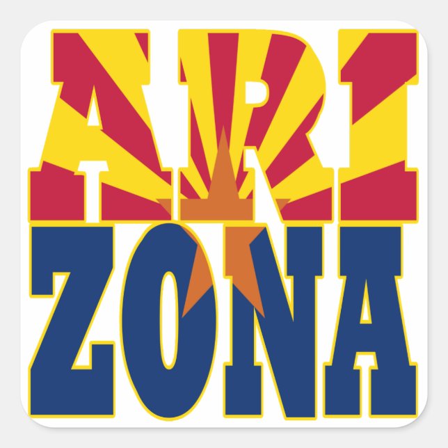 Arizona state flag text square sticker (Front)