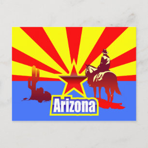 Arizona State Flag Vintage Drawing Postcard
