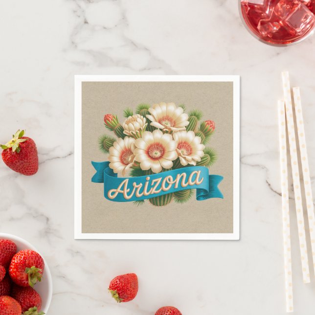 Arizona State Flowers Emblem Napkin (Insitu)