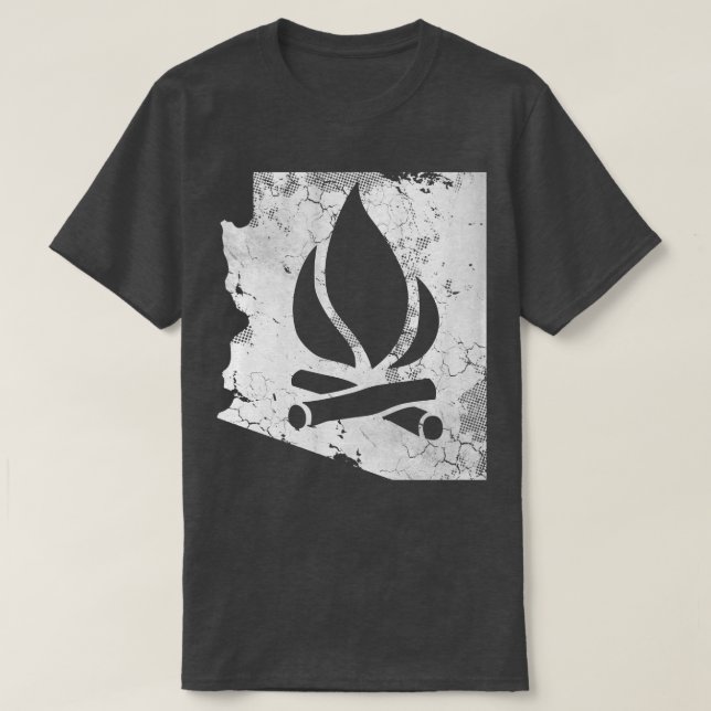 Arizona State Map Camping Camp Fire Camper Outrs T-Shirt (Design Front)