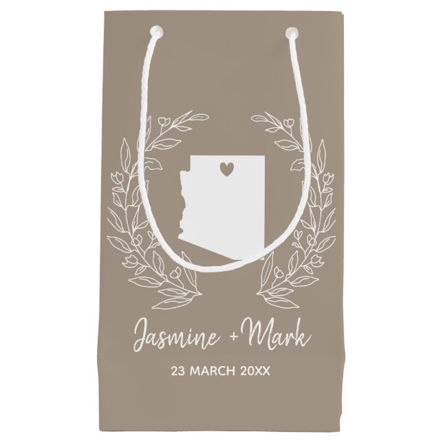 Arizona state map  destination wedding favours     small gift bag (Front)