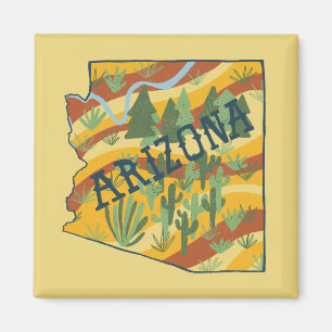 Arizona State Map Illustration Magnet
