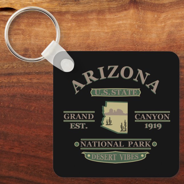 arizona state map key ring (Front)