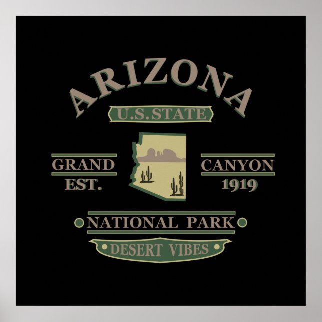 arizona state map poster (Front)