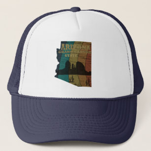 arizona state map vintage trucker hat